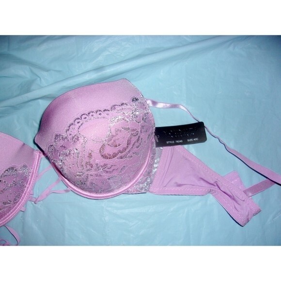 Youmita 36C Lavender Mist Metallic Lace Bra& Large Coordinating Boyshort NWT - Picture 6 of 11